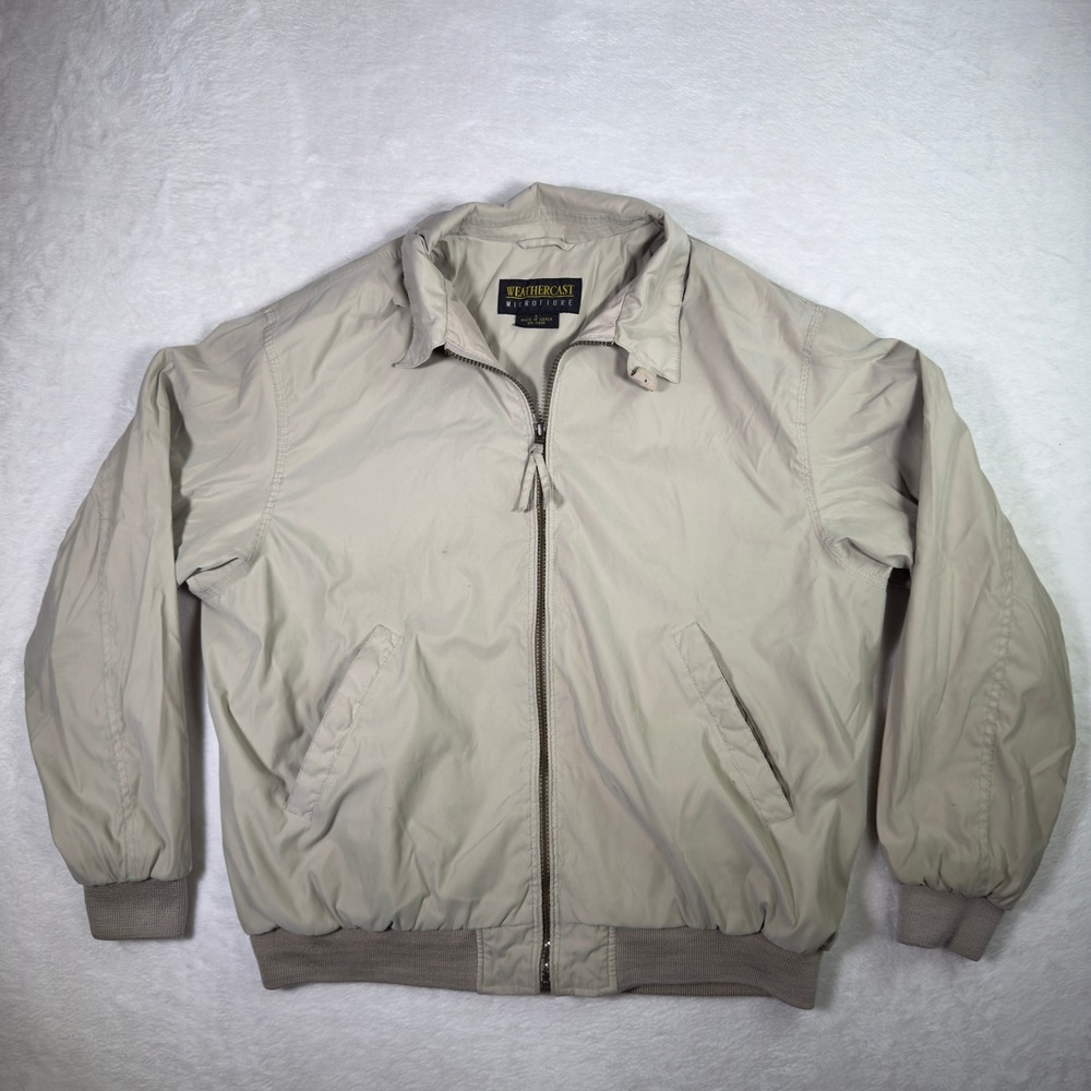 Weathercast Microfibre Mens Tan Beige Full Zip Collared Bomber Jacket L‎